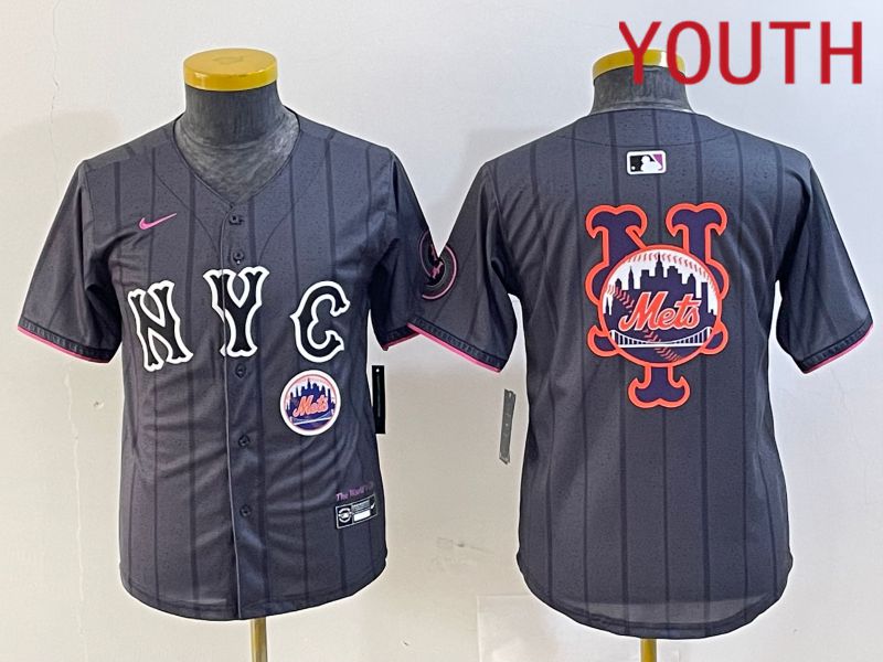 Youth New York Mets Blank Black City Edition 2024 Nike MLB Jersey style 6->texas rangers->MLB Jersey